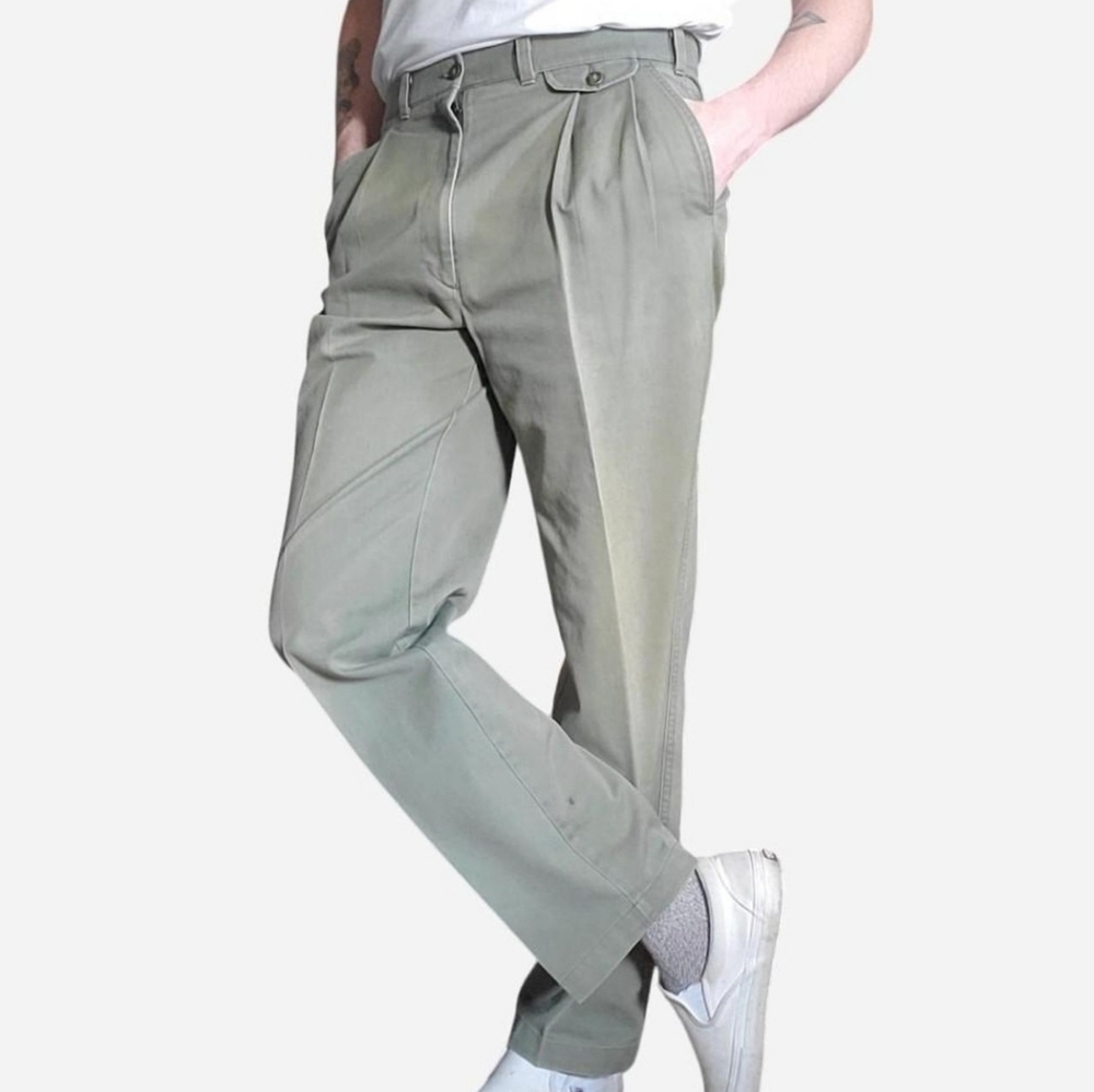 Vintage Haggar Men's Pleated Olive Trousers